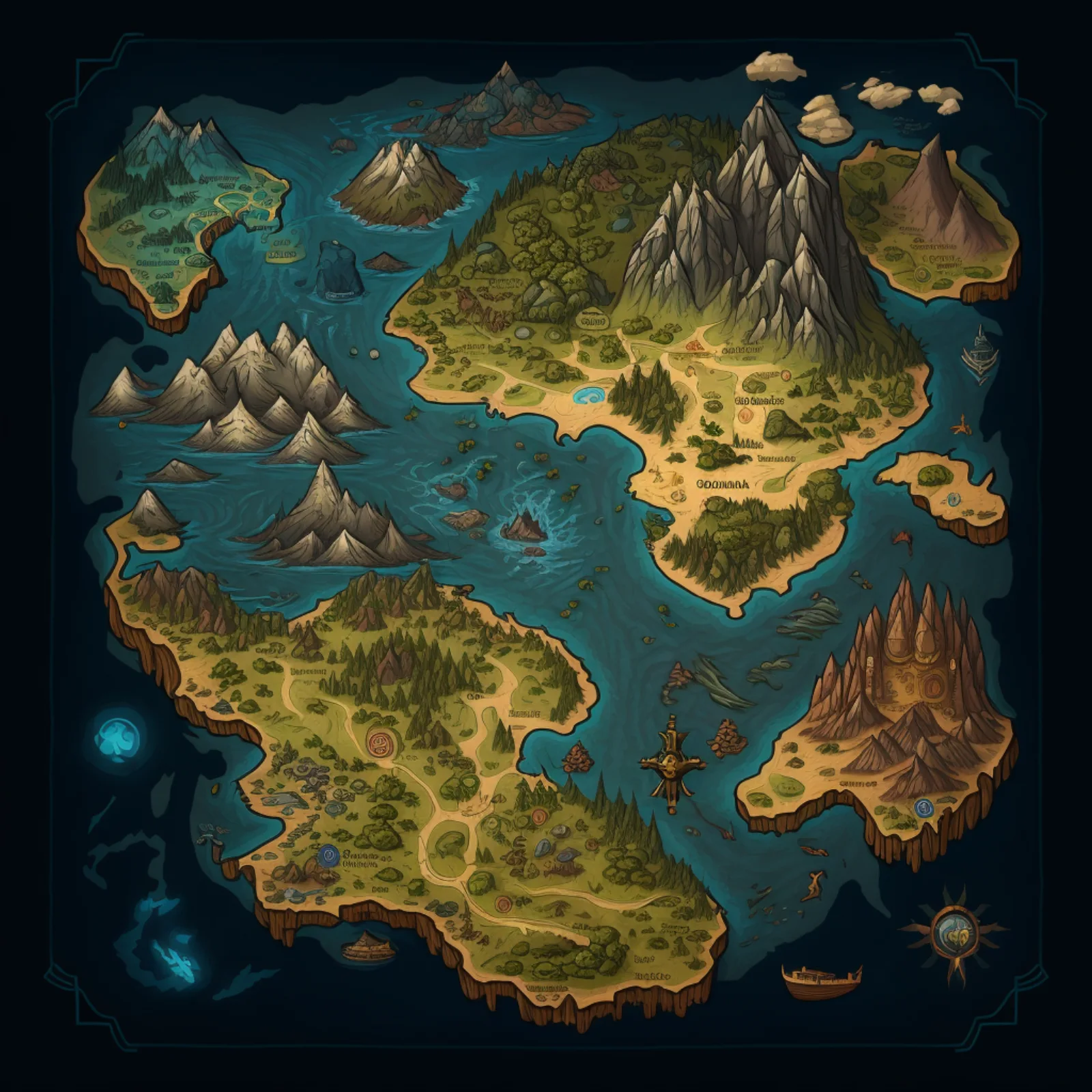 Concept art of a top-down forest map